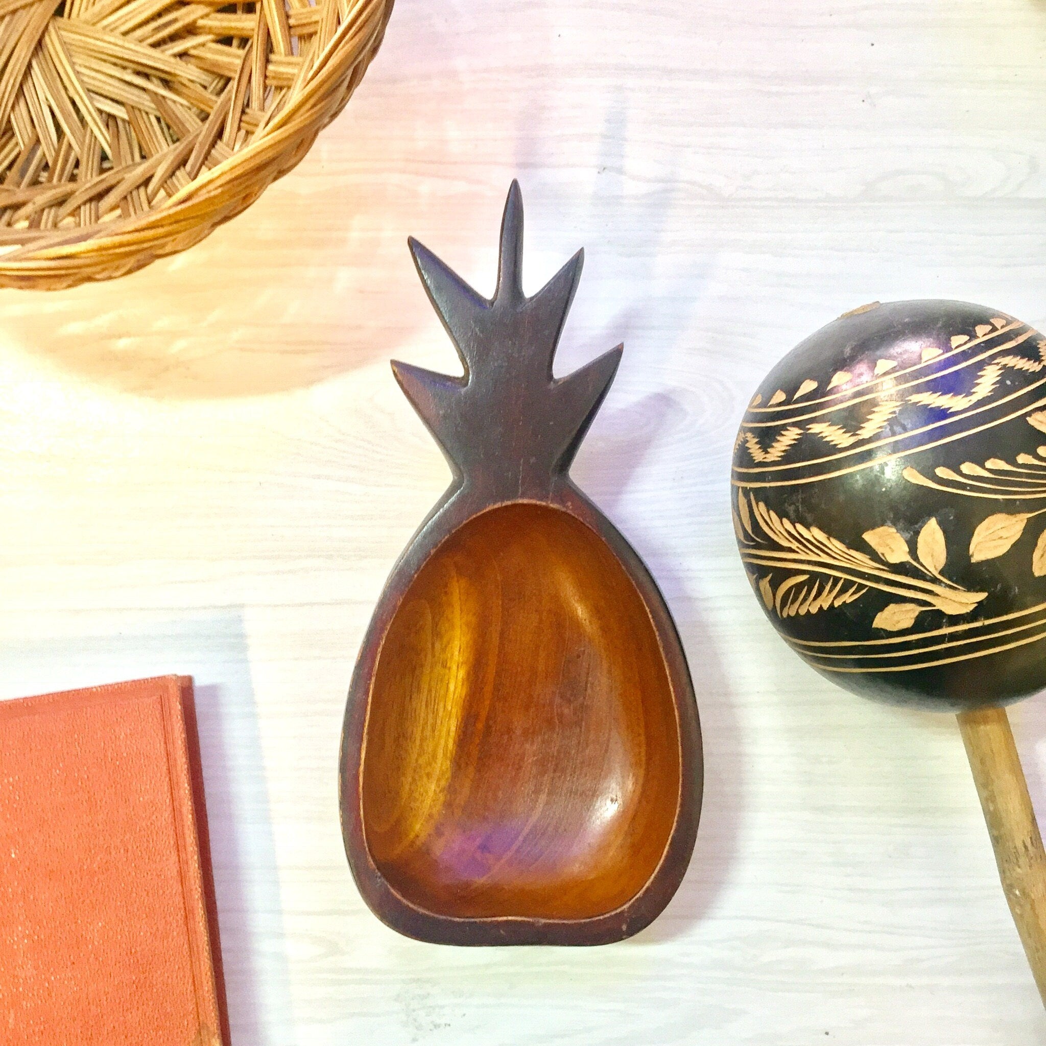 Vintage Wooden Pineapple Bowl | Pineapple Trinket Dish | Catch All Dish | Boho Home | Home Decor | Midcentury Modern Decor | Wooden Dish