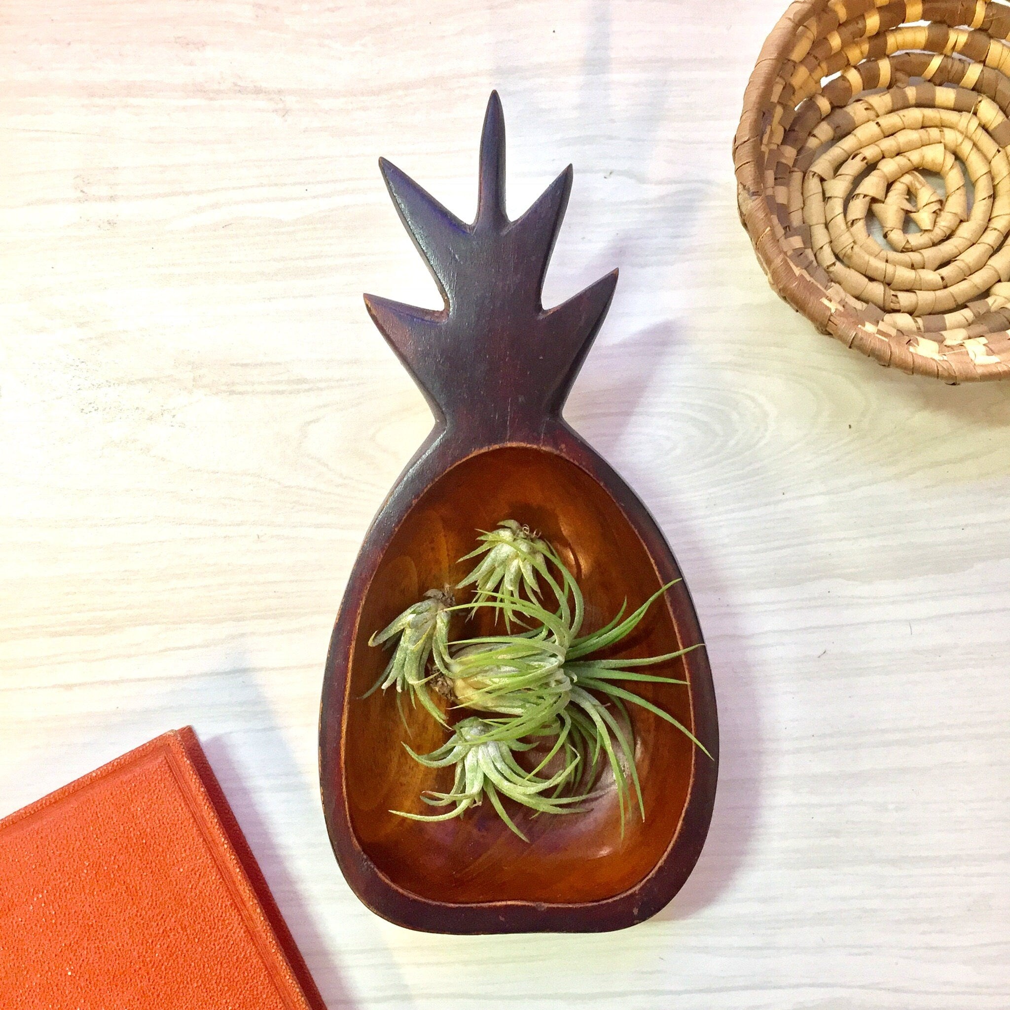 Vintage Wooden Pineapple Bowl | Pineapple Trinket Dish | Catch All Dish | Boho Home | Home Decor | Midcentury Modern Decor | Wooden Dish