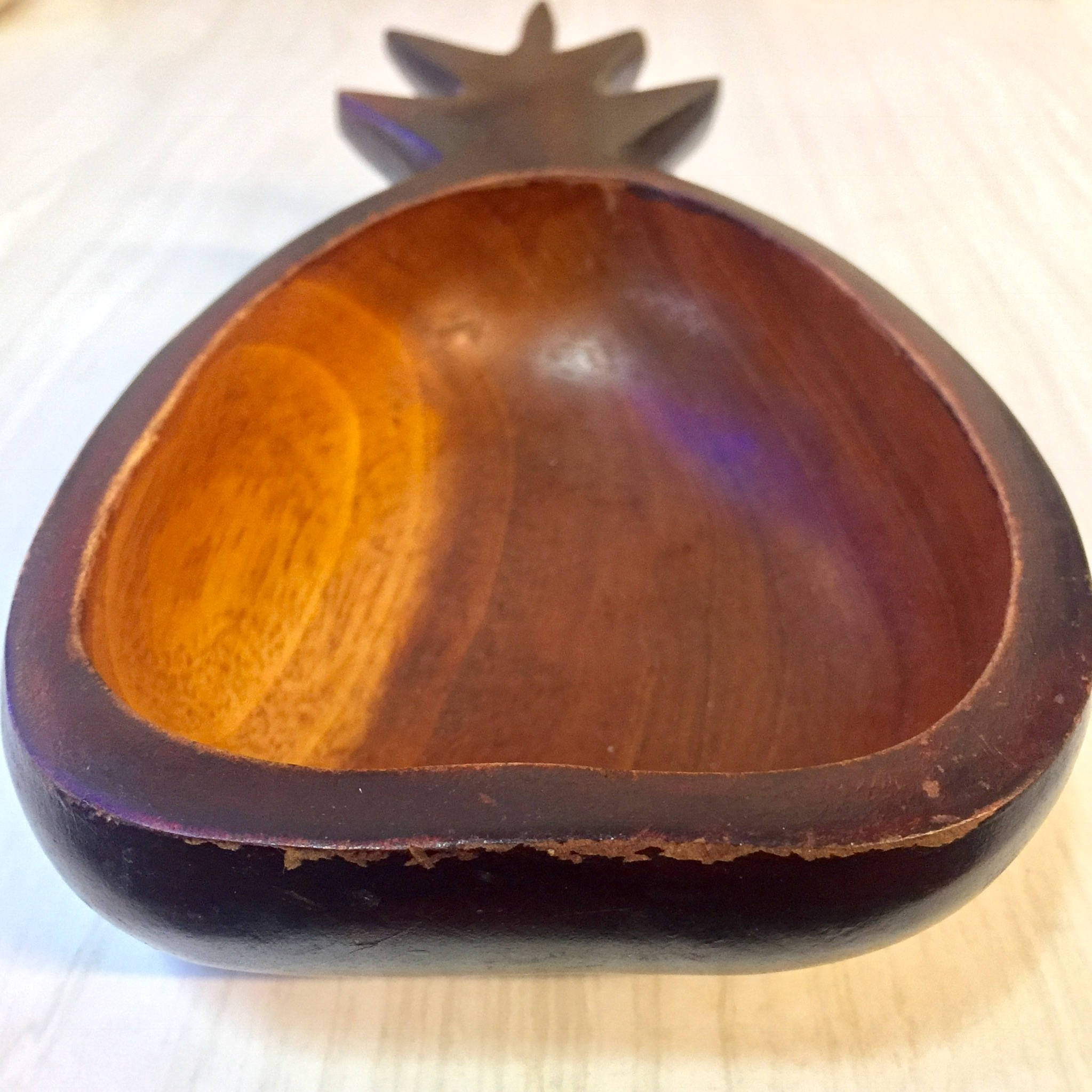 Vintage Wooden Pineapple Bowl | Pineapple Trinket Dish | Catch All Dish | Boho Home | Home Decor | Midcentury Modern Decor | Wooden Dish