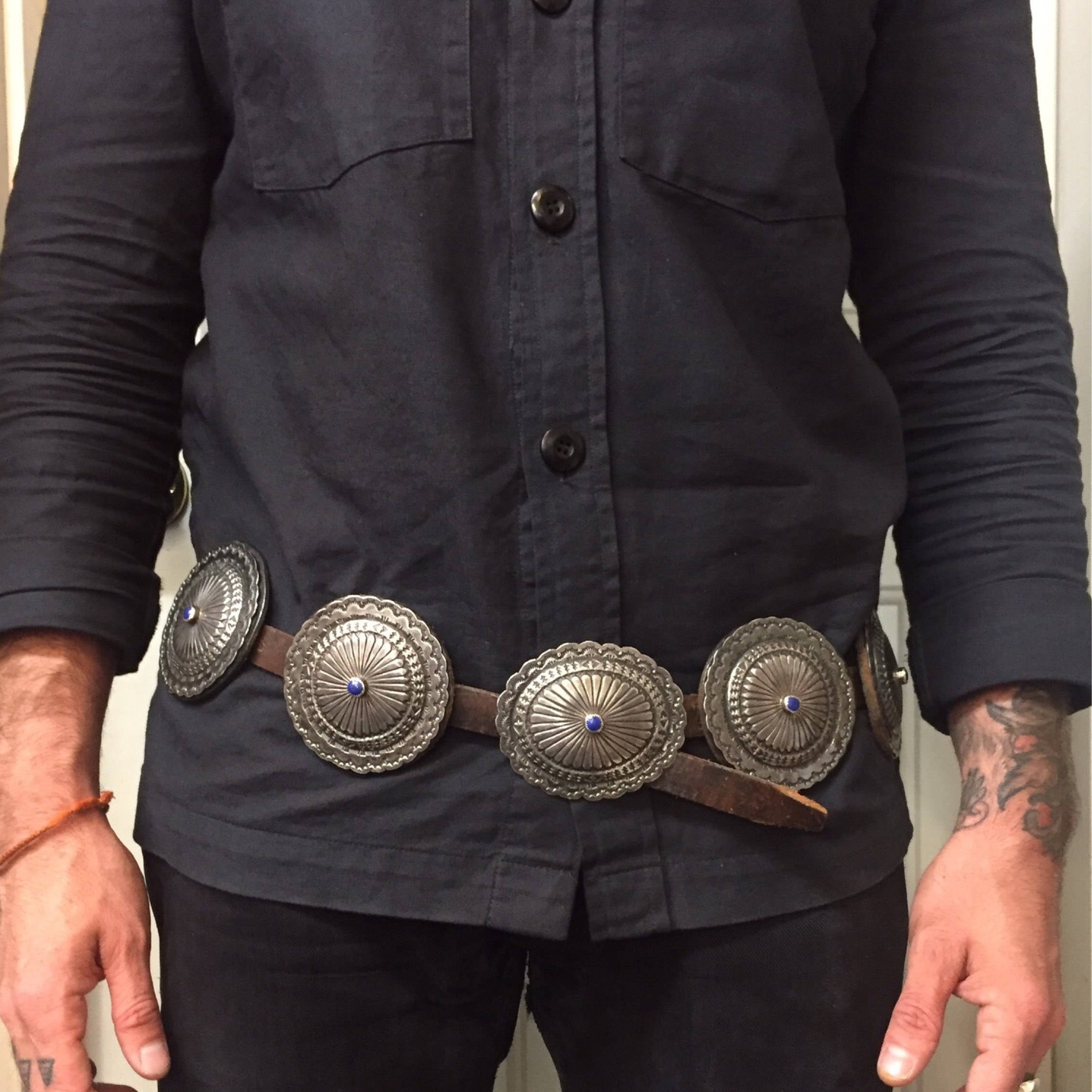 Authentic | Vintage Navajo Concho belt | handmade with sterling silver and lapis stone | south western | leather belt | Native American belt