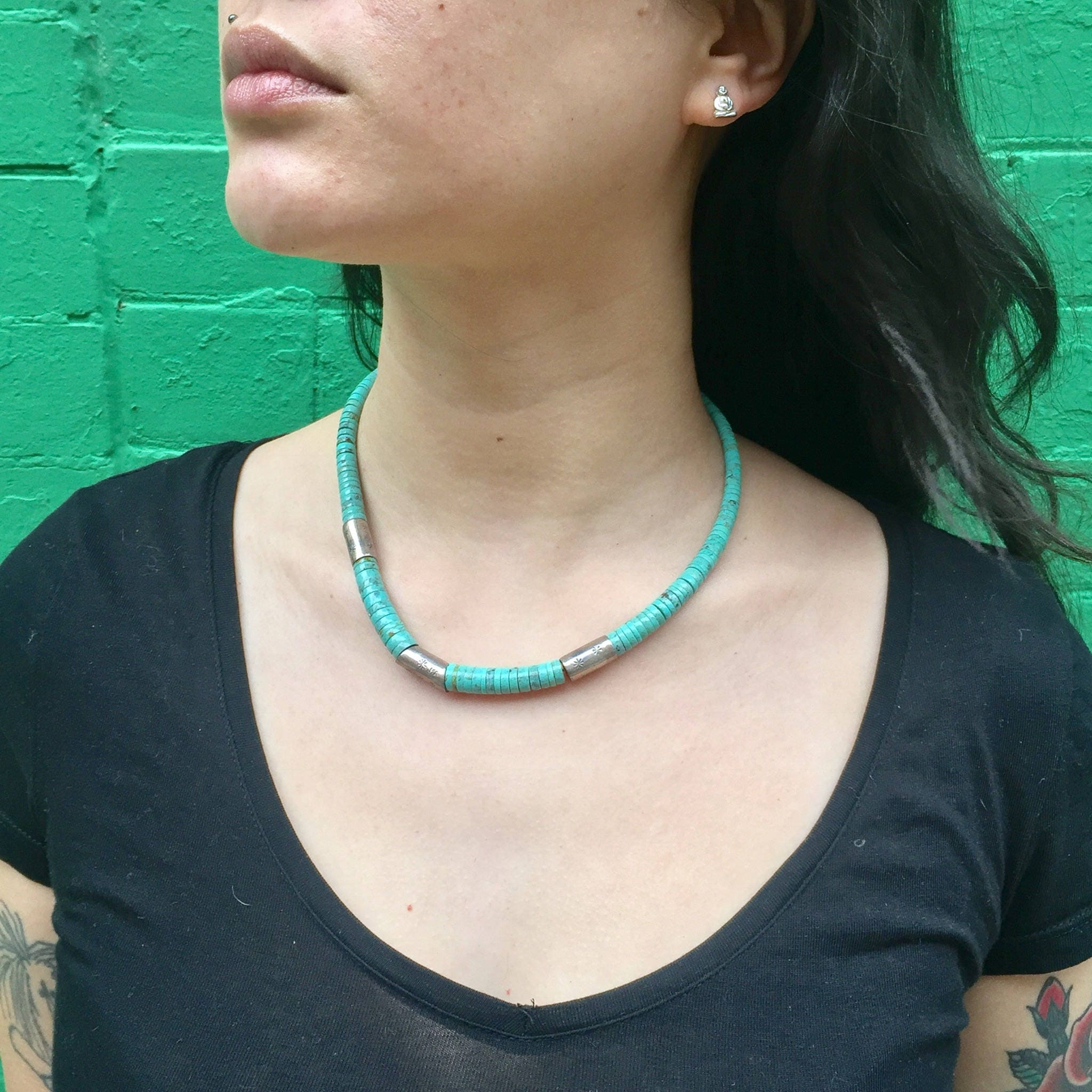 Vintage Turquoise Necklace | Bohemian Jewelry | Vintage Jewelry | Sterling Silver | 925 | Boho Jewelry | Handmade | Gift For Her | Silver