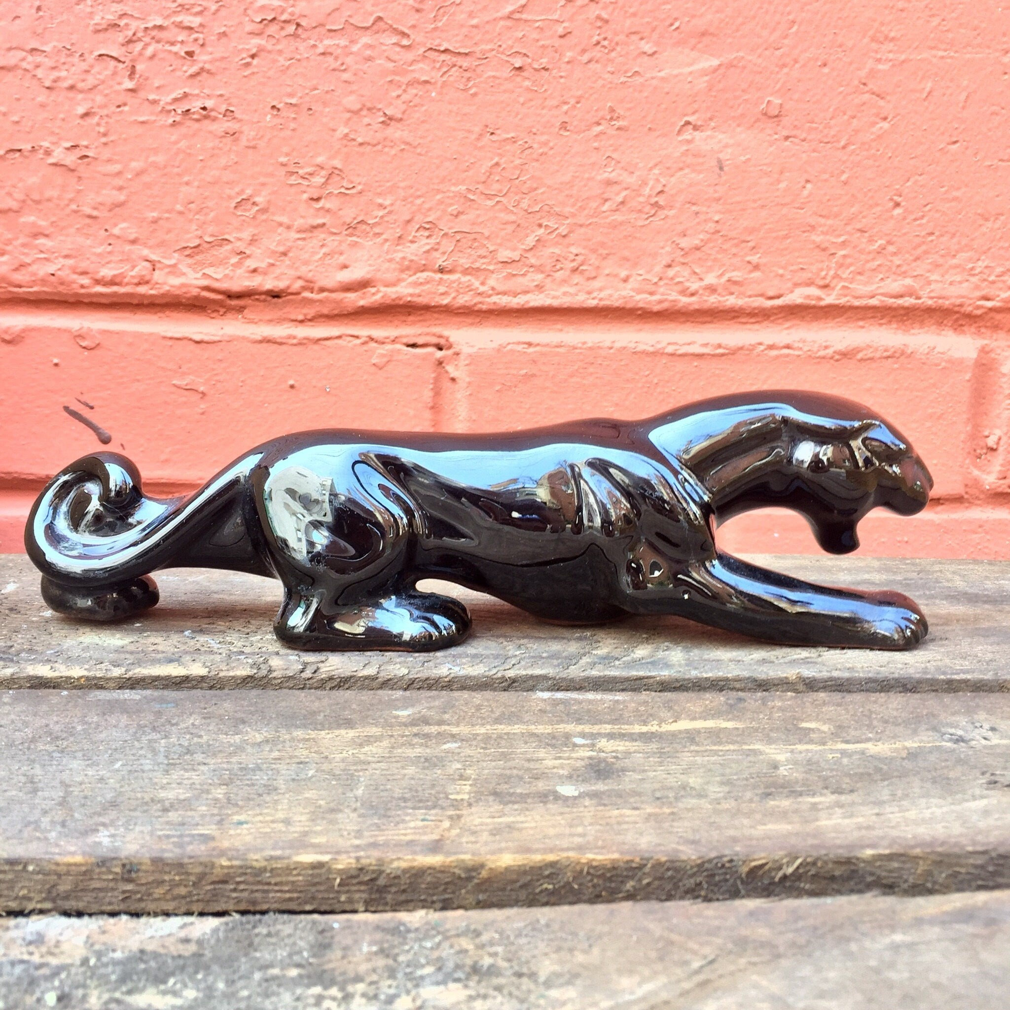 Vintage Ceramic Panther | Midcentury Modern Decor | Black Panther | 1950's | Vintage Home Decor | Panther Figurine | Ceramic Panther | Deco