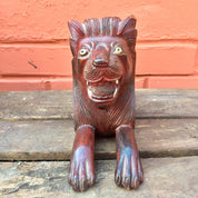 Carved Wooden Lion | Hand Carved Lion Figurine | Lion Statue | Wood Carving | Lion Sculpture | Vintage Decor | Asian Decor | Hand Crafted