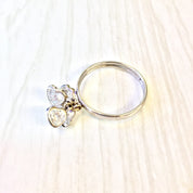 14 Karat White Gold and Cubic Zirconia Heart Ring | Dangling Heart Ring | 14K Gold | White Gold | Hearts | Holiday Gift Idea | Gift for Her