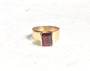 14 Karat Yellow Gold and Garnet Ring | Emerald Cut | Vintage Jewelry | Yellow Gold | 14K | Garnet | Red Stone | Engagement Ring | Gift