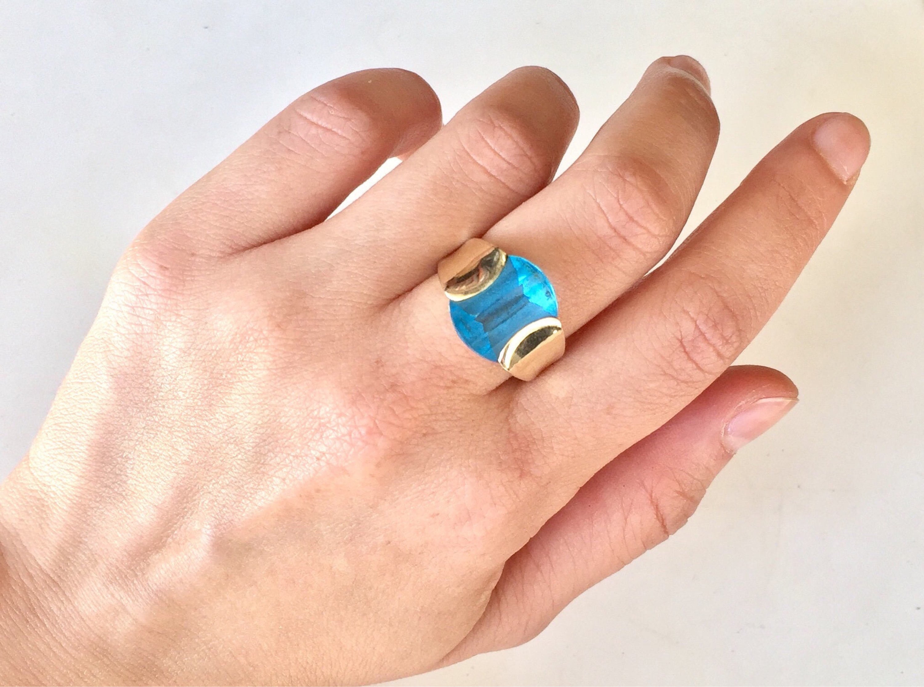 Vintage Blue Topaz Ring | 10 Karat Yellow Gold | 10K | Vintage Jewelry | Blue Stone | Natural Stone | Engagement Ring | Gift for Her | Ring