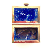 Blue Lapis Stone | Vintage Chile Lapis | Small Antique Box | Rectangular Stone Keepsake | Gold Lined Stone Box | Vintage Stone
