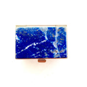 Blue Lapis Stone | Vintage Chile Lapis | Small Antique Box | Rectangular Stone Keepsake | Gold Lined Stone Box | Vintage Stone