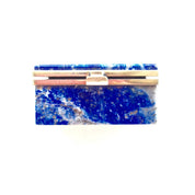 Blue Lapis Stone | Vintage Chile Lapis | Small Antique Box | Rectangular Stone Keepsake | Gold Lined Stone Box | Vintage Stone