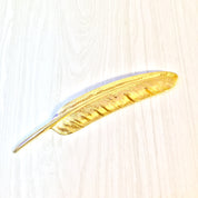 Gold Toned Feather Brooch | Large Feather Pin | Costume Jewelry | Vintage Costume Jewelry | Long Brooch | Statement Jewelry | Gift Idea