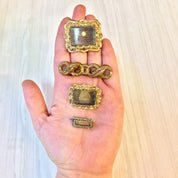 Lot of Four Antique Gold Filled Victorian Brooches | Victorian | Lot of Pins | Locket Pins | Vintage Pin Lot | Monogrammed Pins | Craft Idea