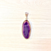 Sterling Silver Purple Agate Pendant | Vintage Pendant | Necklace | Purple | 925 Jewelry | Large Pendant | Gift for Her | Pendant |