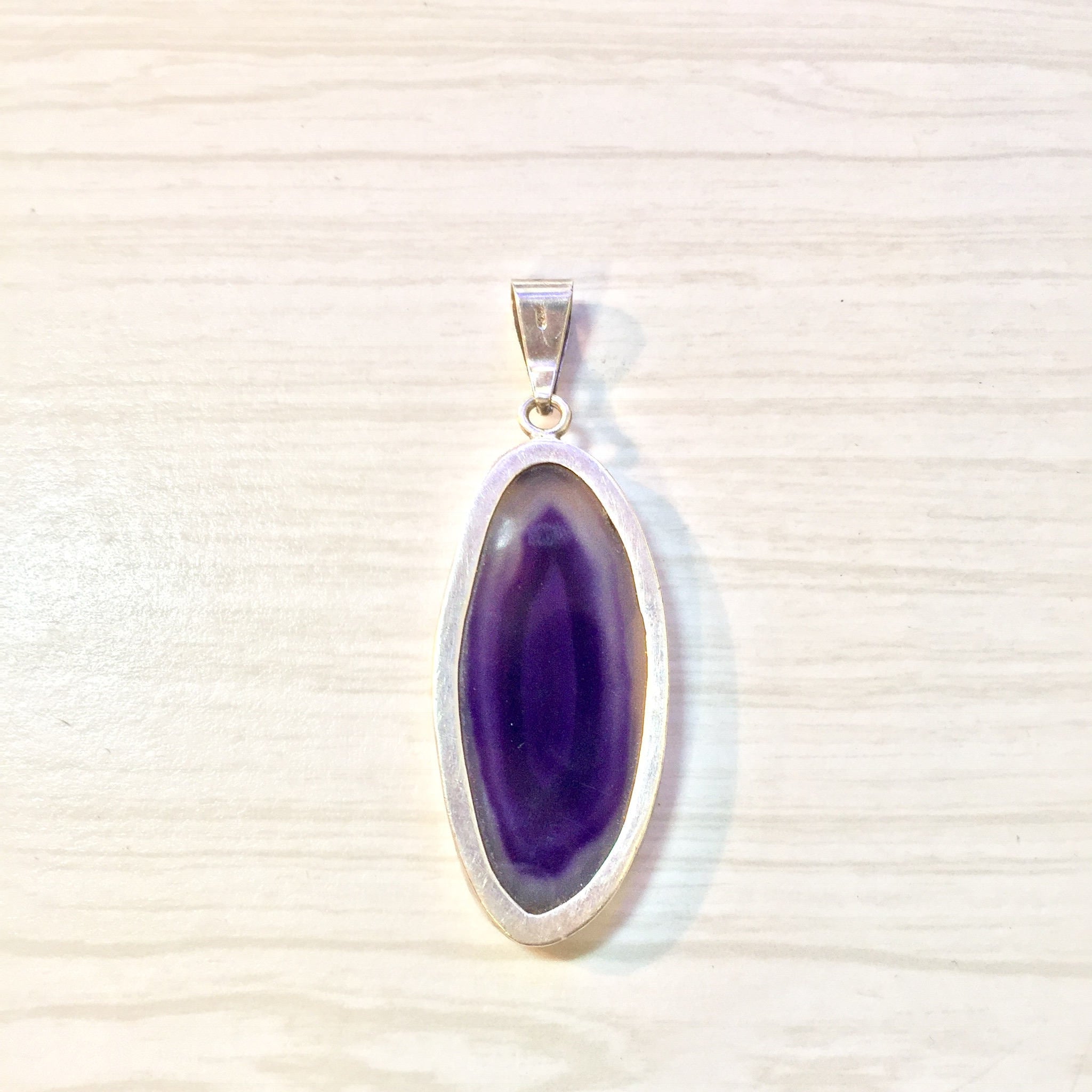 Sterling Silver Purple Agate Pendant | Vintage Pendant | Necklace | Purple | 925 Jewelry | Large Pendant | Gift for Her | Pendant |