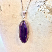 Sterling Silver Purple Agate Pendant | Vintage Pendant | Necklace | Purple | 925 Jewelry | Large Pendant | Gift for Her | Pendant |