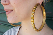 Gold Toned Hoop Earrings | Costume Jewelry | Large Hoop Earrings | 90's Fashion | 80's Style | Gift for Her | Pierced Ears | Earrings