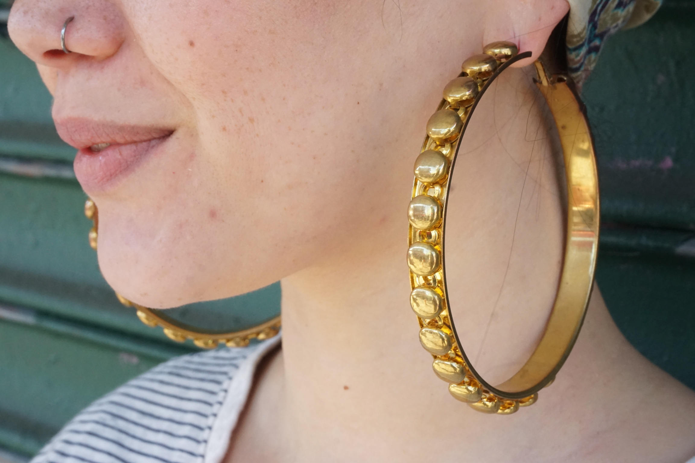 Gold Toned Hoop Earrings | Costume Jewelry | Large Hoop Earrings | 90's Fashion | 80's Style | Gift for Her | Pierced Ears | Earrings