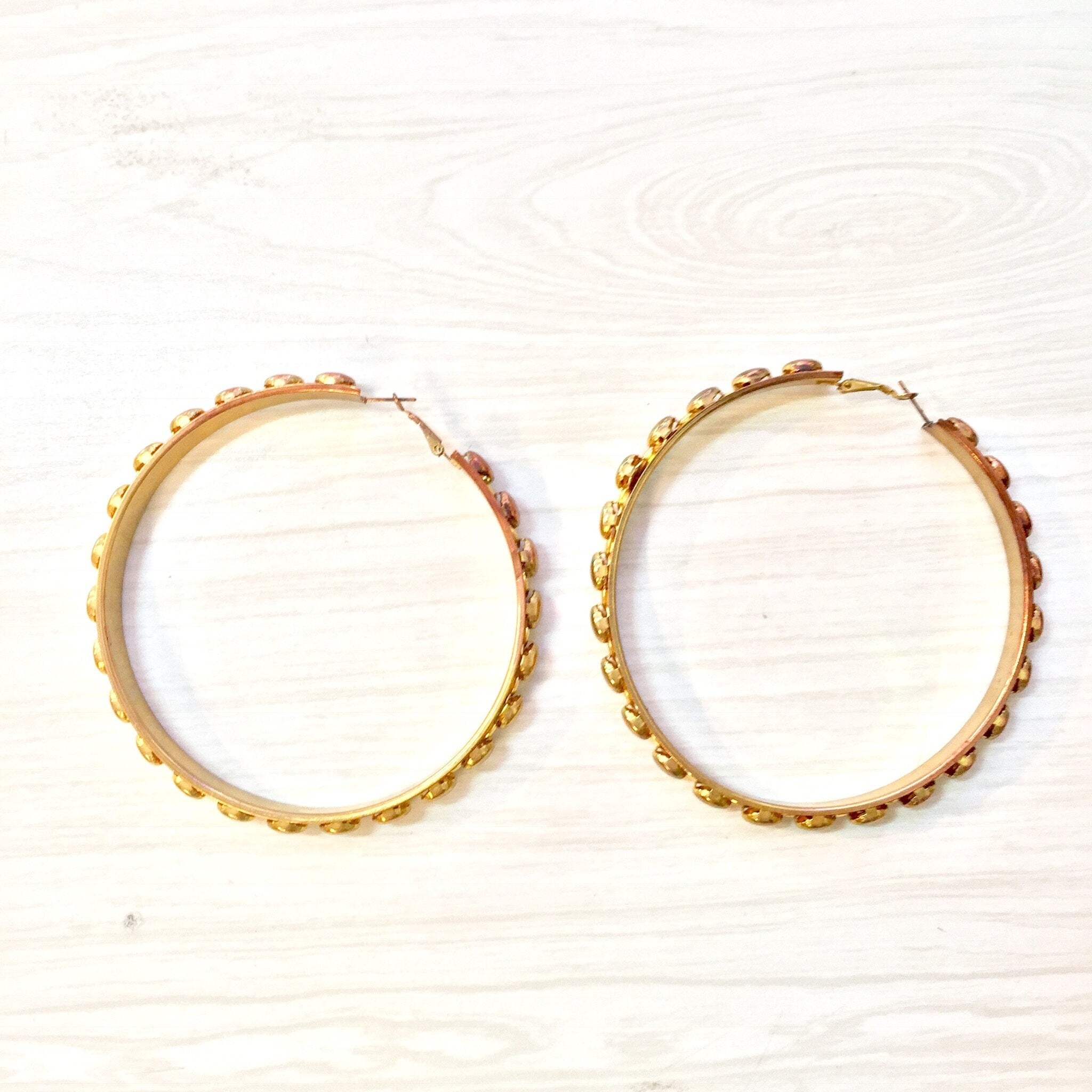 Gold Toned Hoop Earrings | Costume Jewelry | Large Hoop Earrings | 90's Fashion | 80's Style | Gift for Her | Pierced Ears | Earrings