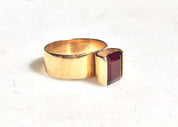 14 Karat Yellow Gold and Garnet Ring | Emerald Cut | Vintage Jewelry | Yellow Gold | 14K | Garnet | Red Stone | Engagement Ring | Gift