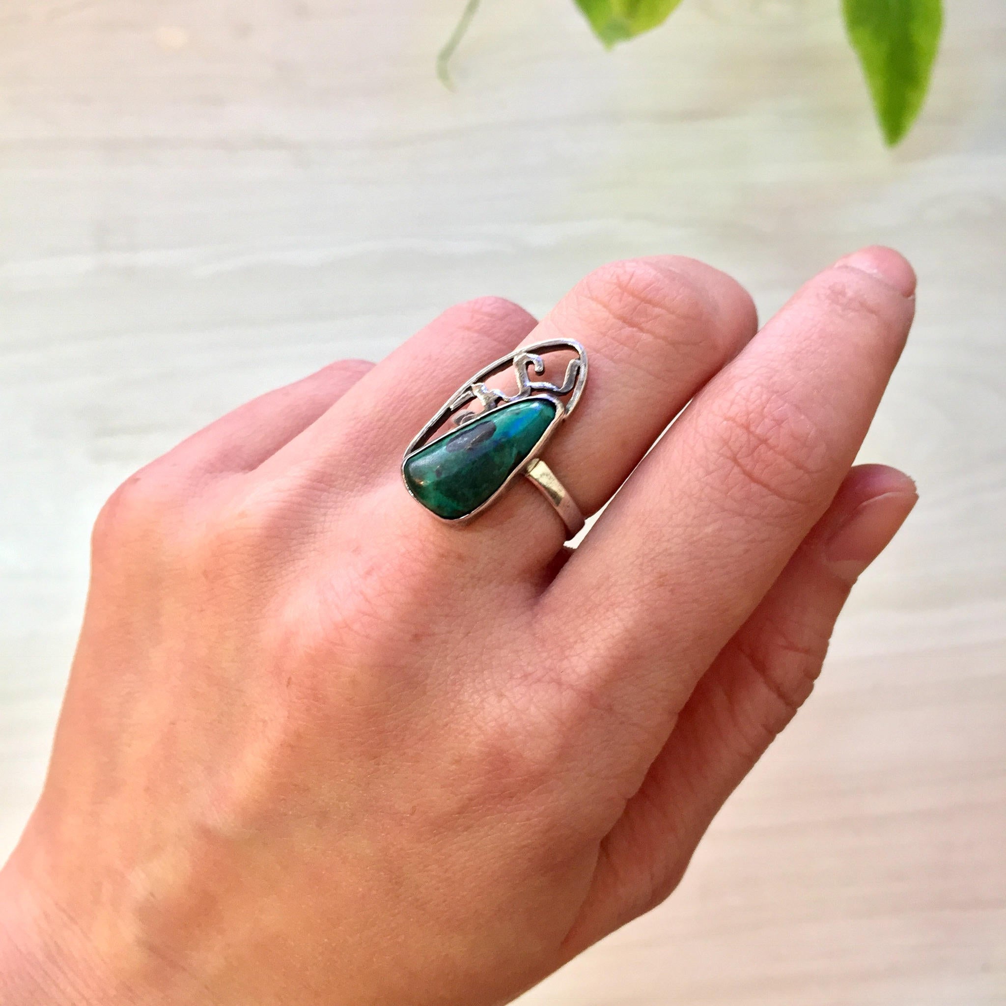 Vintage Sterling Silver Turquoise Ring | Turquoise Jewelry | Vintage Ring | Green Turquoise | 925 | Abstract Jewelry | Gift For Her