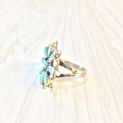 Sterling Silver and Turquoise Ring | Vintage Silver Ring | Flower Ring | Turquoise Jewelry | Vintage | Statement Jewelry | Holiday Gift Idea