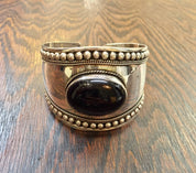 Black Onyx Cuff Bracelet | Sterling Silver Jewelry | Southwestern Style | Vintage Jewelry | Ethnic | Tribal Style | Gift For Her | Onyx