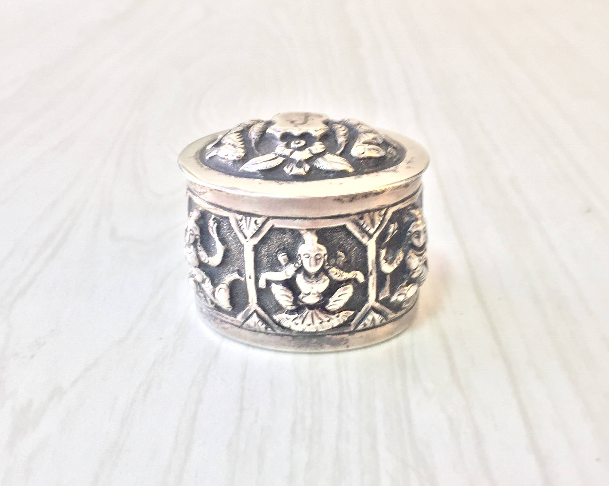 Monogrammed Trinket Box | Sterling Silver Box | Small Knick Knack Box | Vintage Jewelry Box | Southeast Asian Silver Box | Organization