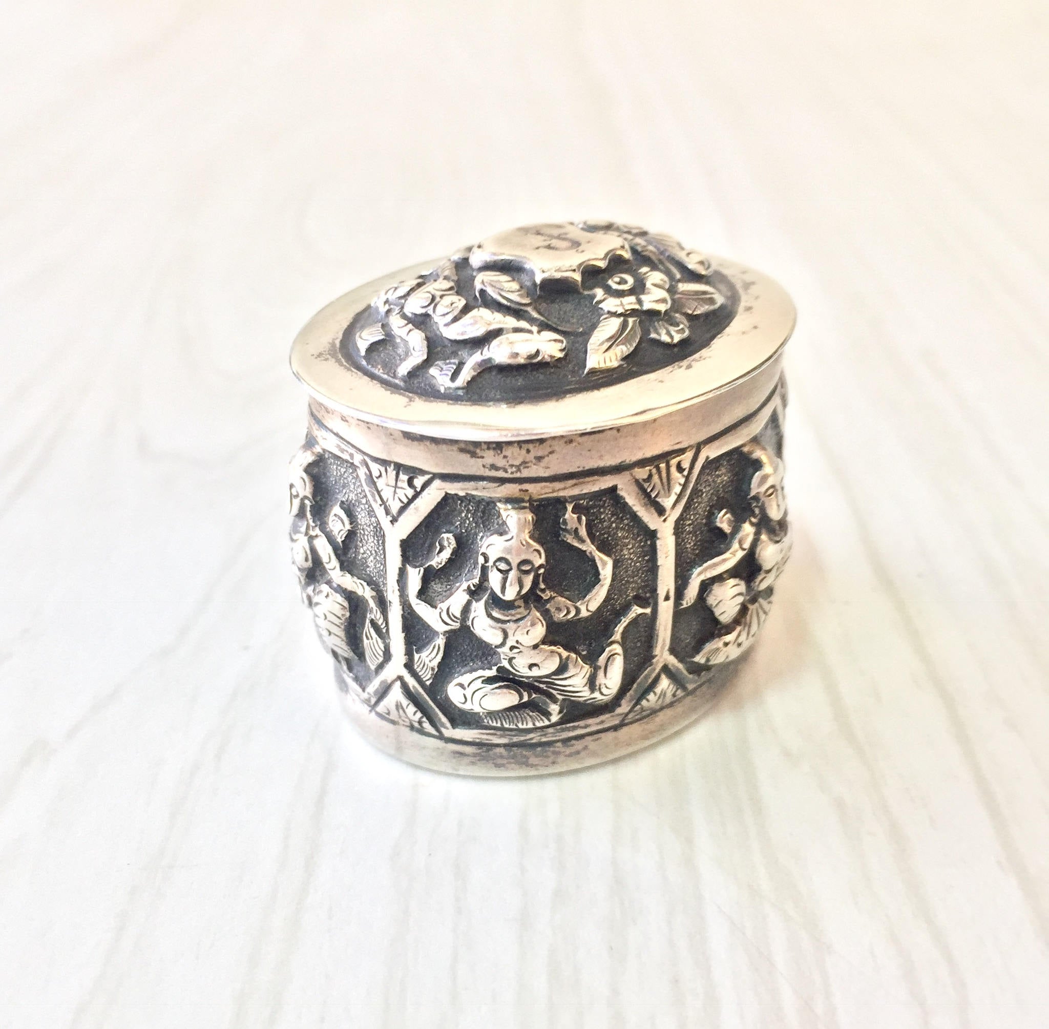 Monogrammed Trinket Box | Sterling Silver Box | Small Knick Knack Box | Vintage Jewelry Box | Southeast Asian Silver Box | Organization