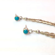 Vintage Silver Feather Earrings | Boho Feather Jewlery | Turquoise Stone Earrings | Southwestern Silver | Vintage Dangle Earrings
