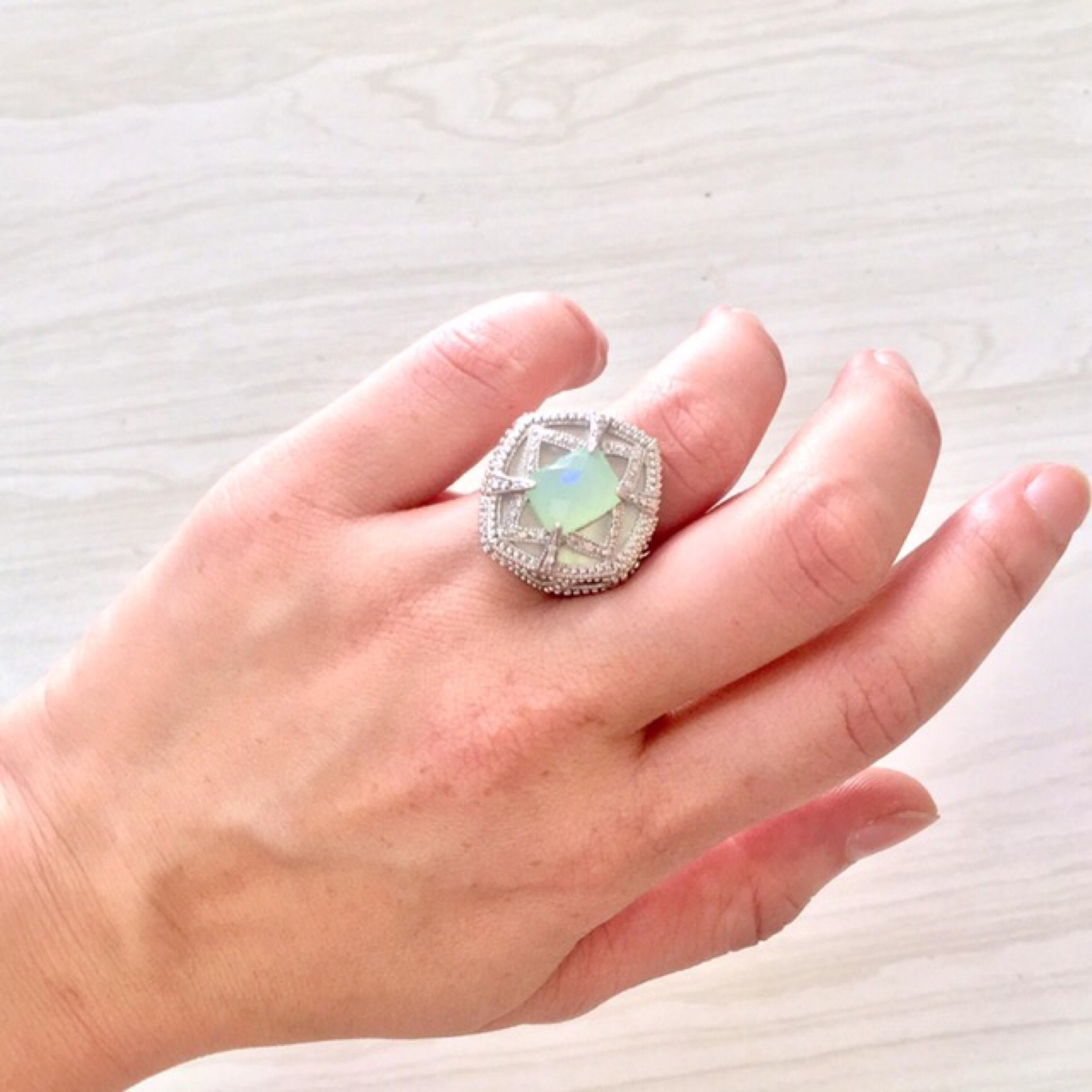 Sterling Silver Jewelry | Engagement Ring | Light Green Stone | Statement Ring | Vintage Jewelry | Rings | Gift for Her | Vintage Sterling