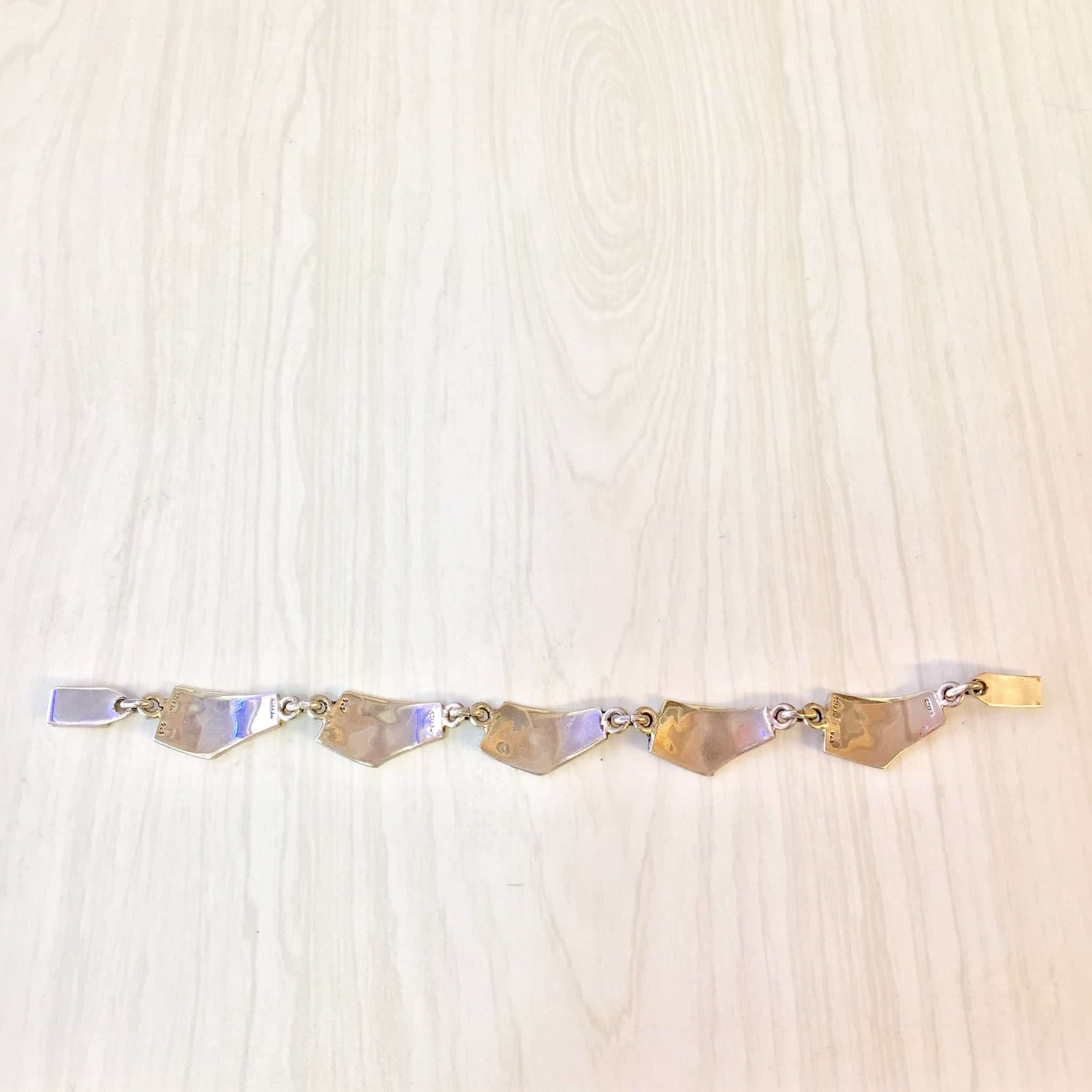 Vintage Sterling Silver Link Bracelet with Green Malachite Stones | Green Bracelet | Inlaid Malachite Gemstone | Vintage Jewelry | Gift