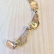 Vintage Sterling Silver Link Bracelet with Green Malachite Stones | Green Bracelet | Inlaid Malachite Gemstone | Vintage Jewelry | Gift