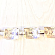 Vintage Sterling Silver and Abalone Link Bracelet | Abalone Shell | Inlaid Abalone Bracelet | Gift for Mom | Vintage Jewelry | Silver |