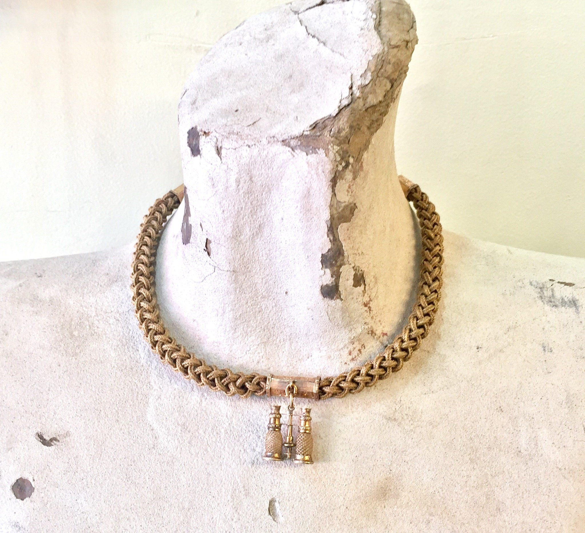 Antique Victorian Mourning Hair Jewelry 10 Karat Gold | Antique Mourning Jewelry | Binocular Pendant | Victorian Jewelry | Antique Necklace