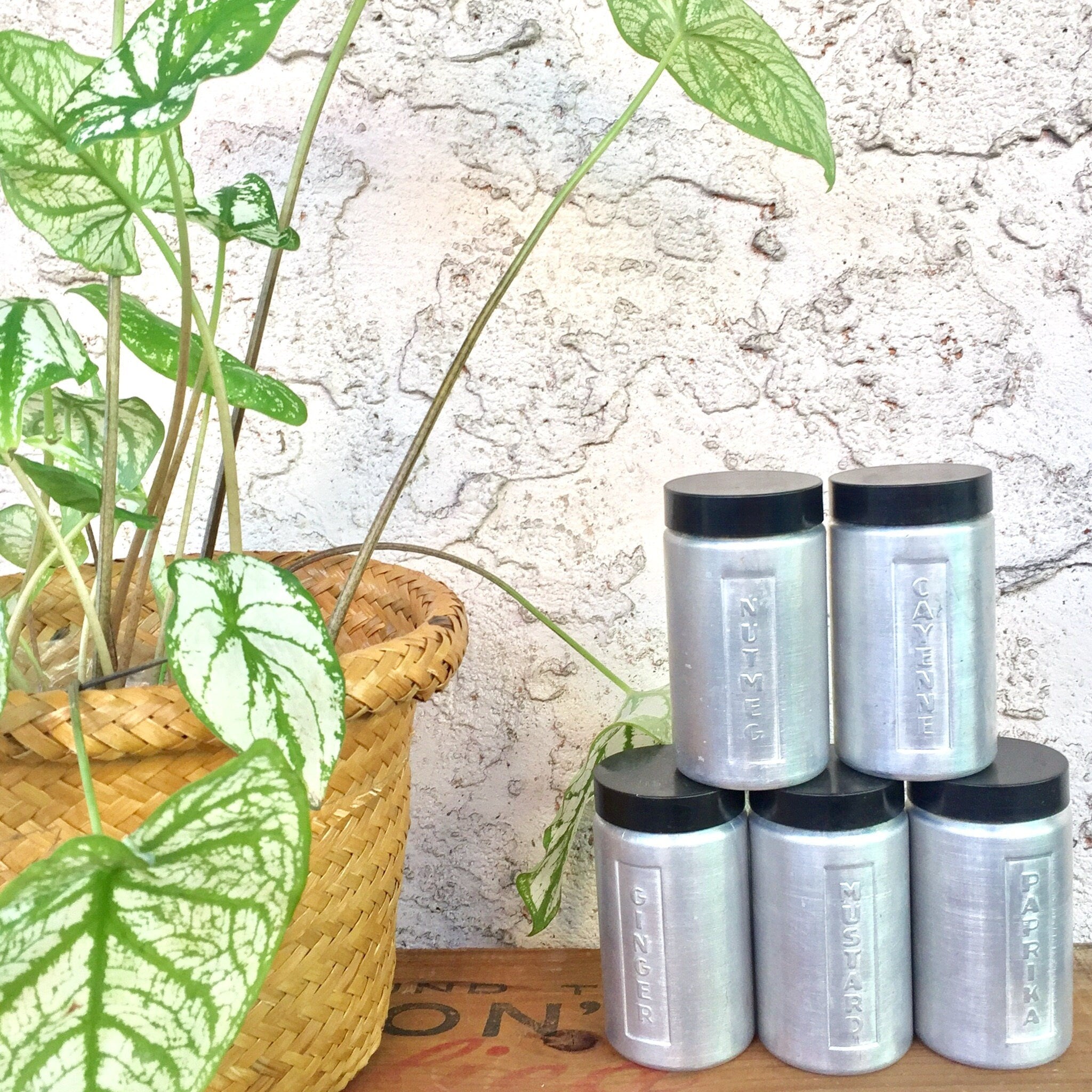 Vintage Spice Jar Set, 1970's Decor, Vintage Home Decor, Stainless Steel, Spice Jar, Steel Masters, Organization, Made in Italy, Retro
