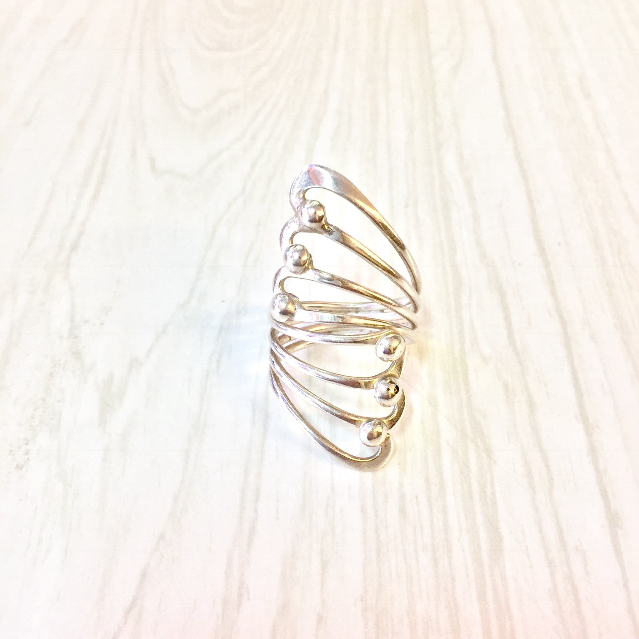 Vintage Sterling Silver Ring | Statement Jewelry | Modern Style Jewelry | Abstract Design | Gift for Mom | Vintage Silver | 925
