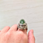 Sterling Silver Ring Jade | Jade cabochon | Jade Jewelry | Filagree | Vintage Ring | Jewelry | Gift for Her | Statement Ring