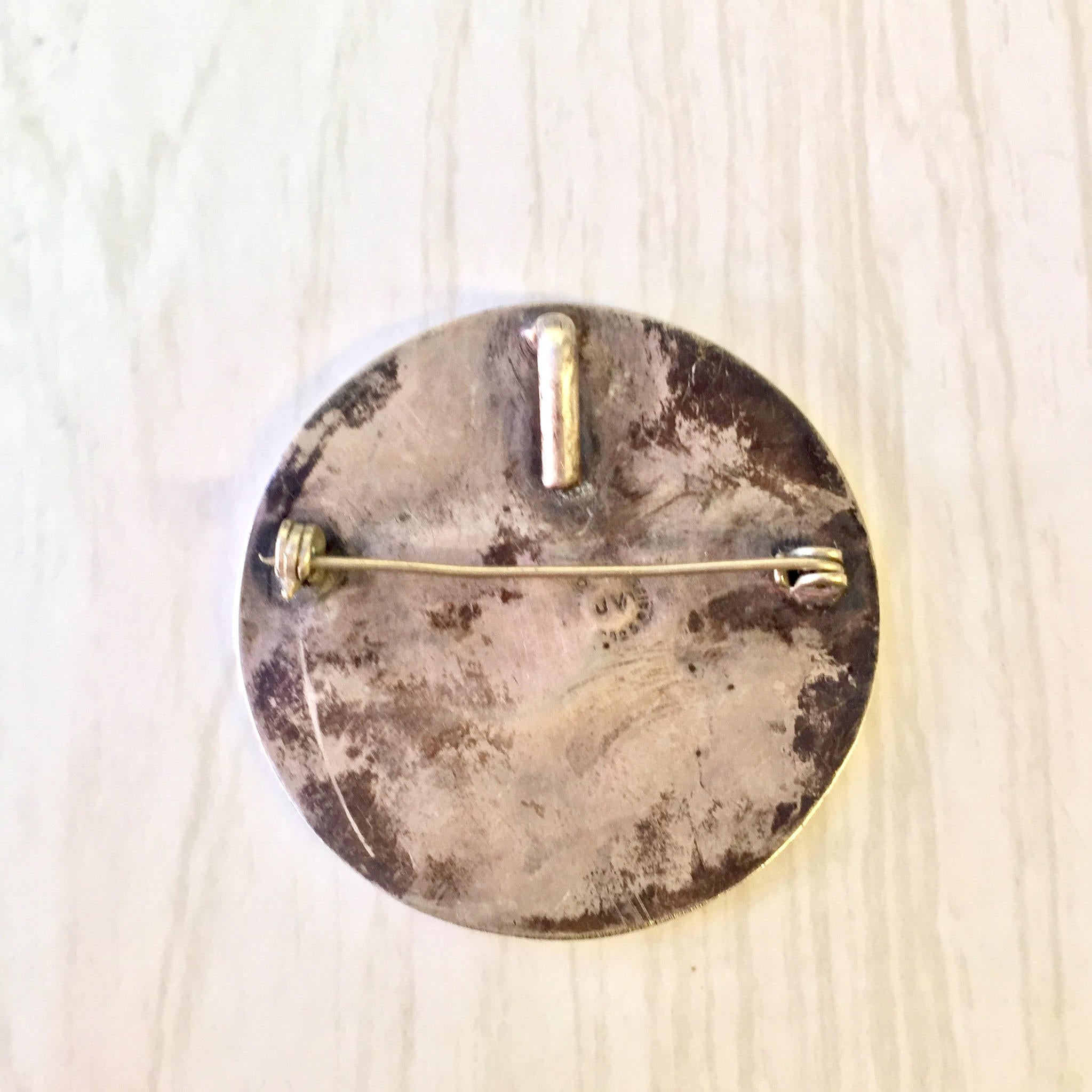 Vintage Sterling Silver Mayan Aztec Sun Calendar Pendant / Brooch | Sundial Pendant Brooch Necklace | Vintage Jewelry | Holiday Gift Idea