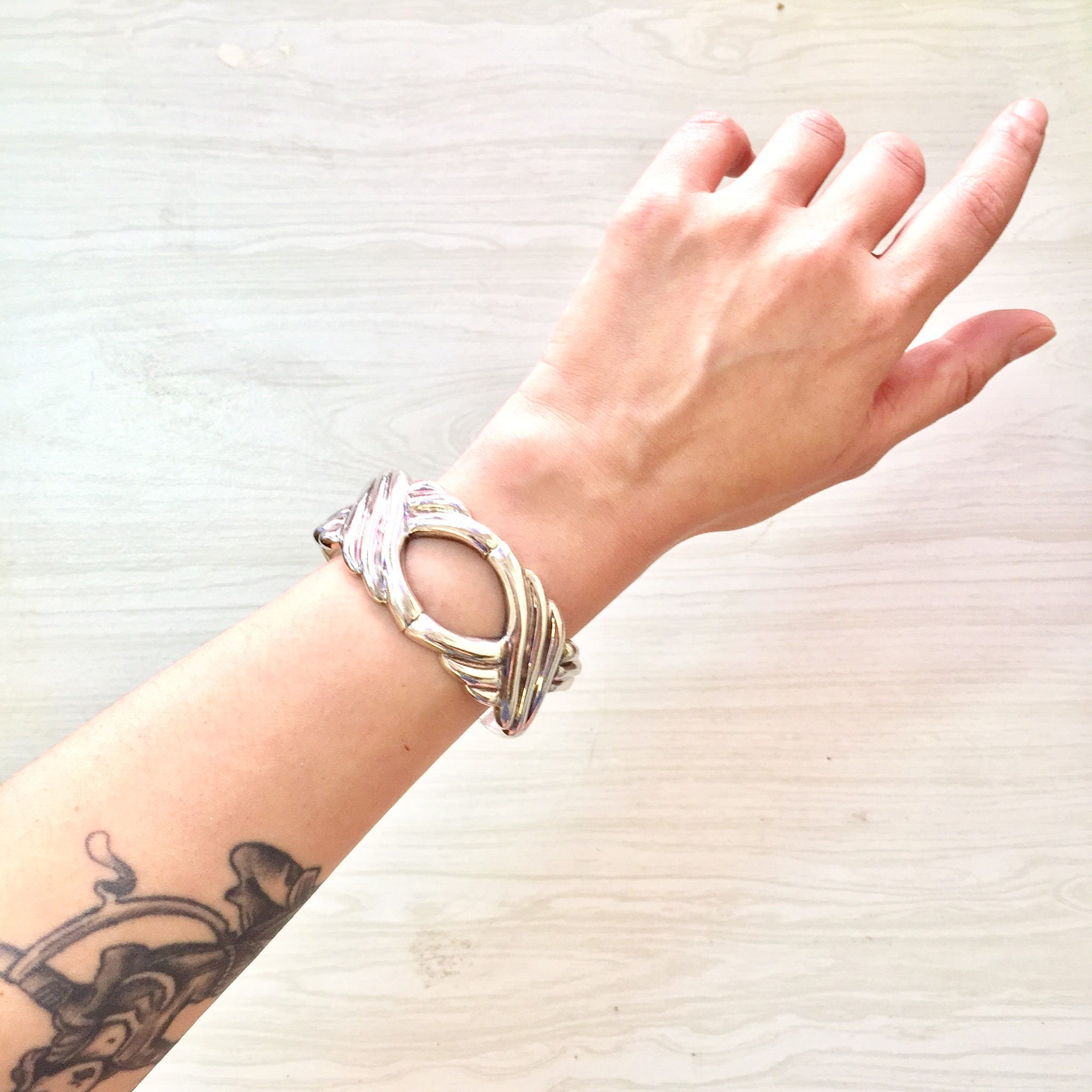 Vintage Sterling Silver Hinged Bangle | Silver Cuff Bracelet | Vintage Jewelry | 925 bracelet | Gift for Her | Boho Jewelry | Bohemian |Cuff