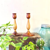 Farber and Shlevin Candlesticks | Wooden Candlesticks | Wood Carved | Home Decor | Bohemian Home | Candlestick Set | Housewarming Gift |