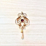 10 Karat Gold Antique Pendant with Fresh Water Pearl and Amethyst | 10K Gold Pendant | Antique Jewelry | Fresh Water Pearl | Purple Stone |