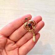 10 Karat Gold Antique Pendant with Fresh Water Pearl and Amethyst | 10K Gold Pendant | Antique Jewelry | Fresh Water Pearl | Purple Stone |