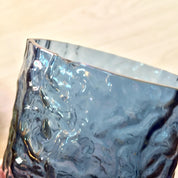 Pair of Two Vintage 1970's Lenox Crystal Impromptu Blue Tumbler Glasses | Blue Lenox Glasses | Hand Blown Glass | Textured Glass | Kitchen