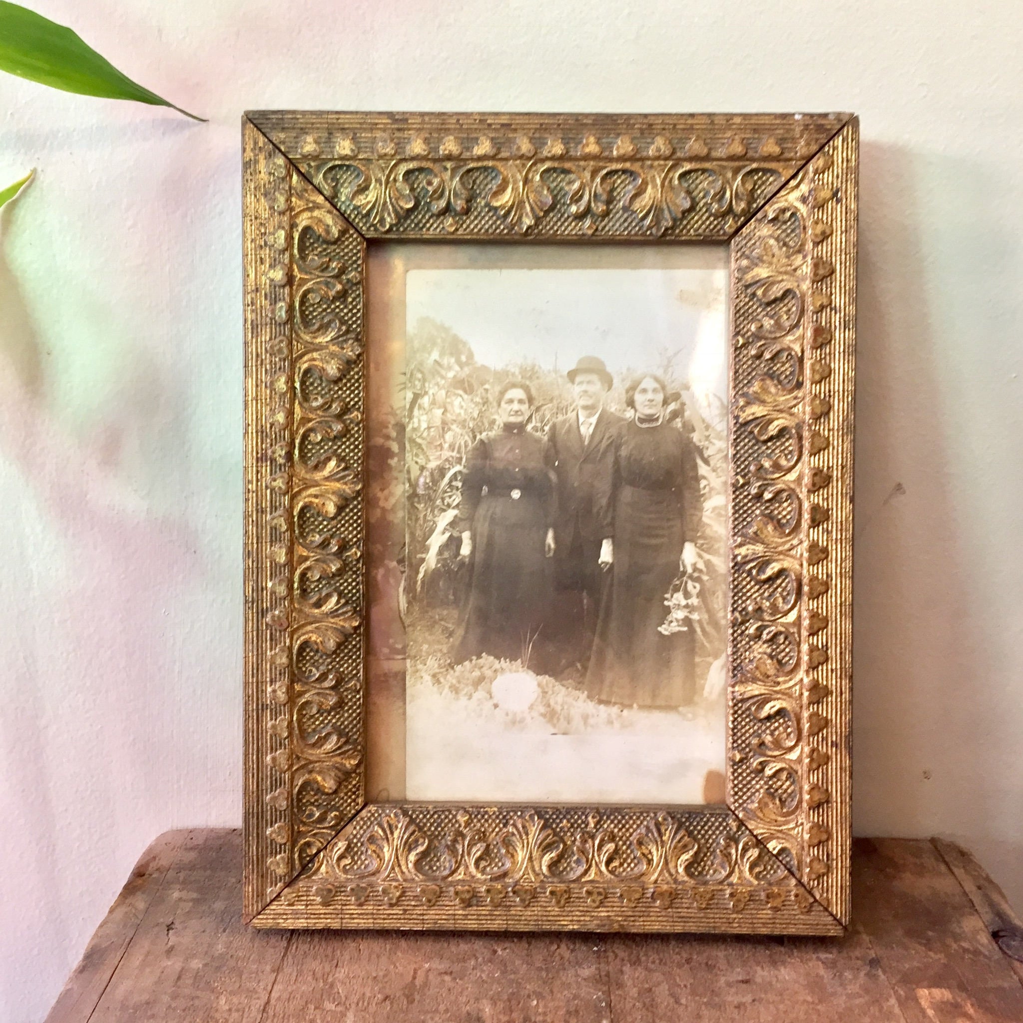 Antique Wooden Picture Frame | Ornate Gold Gilt Wooden Picture Frame | Vintage Home Decor | Wall Art | Hanging Wall Art | Wood Carved