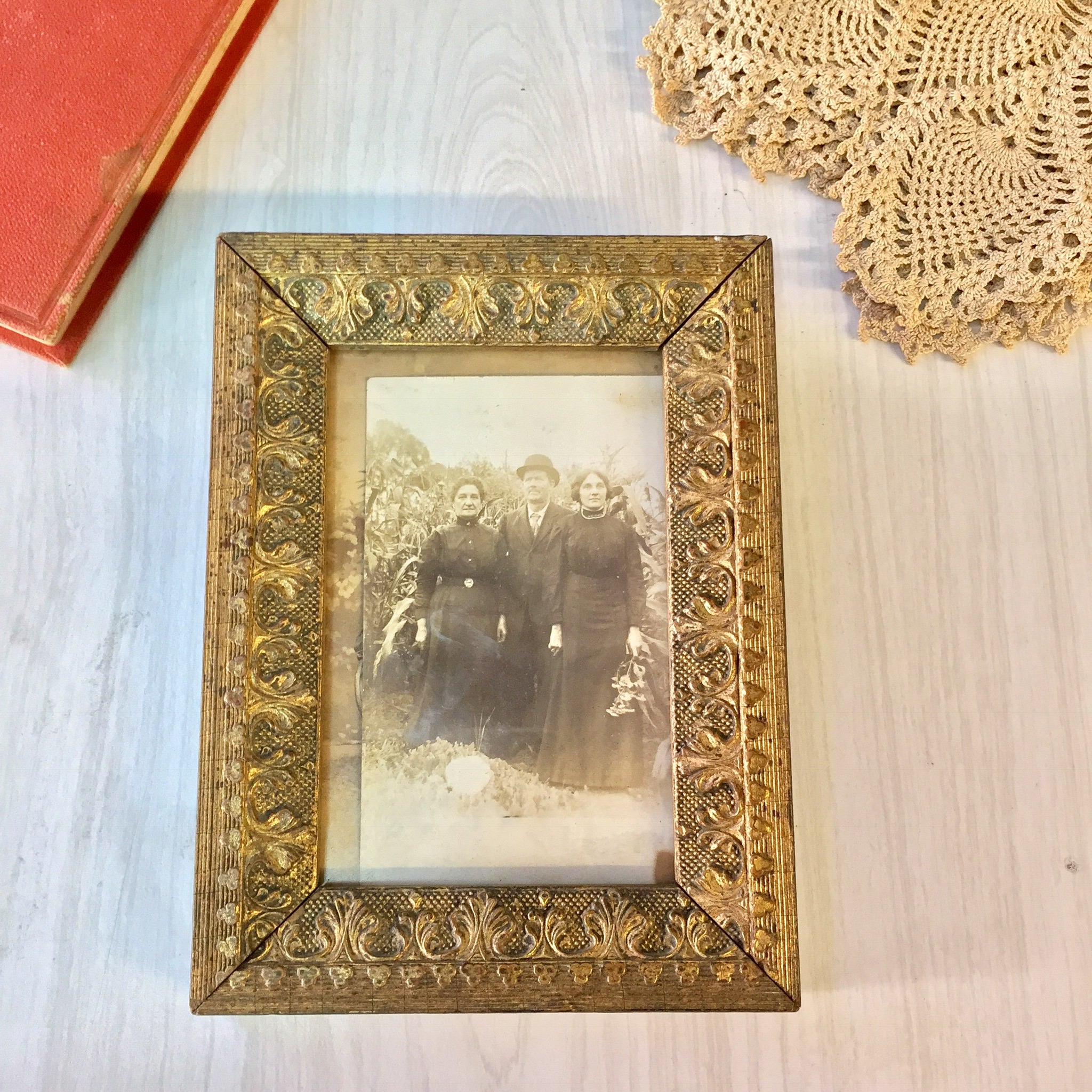 Antique Wooden Picture Frame | Ornate Gold Gilt Wooden Picture Frame | Vintage Home Decor | Wall Art | Hanging Wall Art | Wood Carved