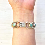 Vintage Sterling Silver and Turquoise Bracelet | Silver Link Bracelet | Turquoise Jewelry | Vintage Jewelry | Holiday Gift Idea |