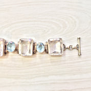 Vintage Sterling Silver Bracelet with Citrine and Aquamarine Stones | Aquamarine Jewelry | Vintage Bracelet | Holiday Gift Idea |