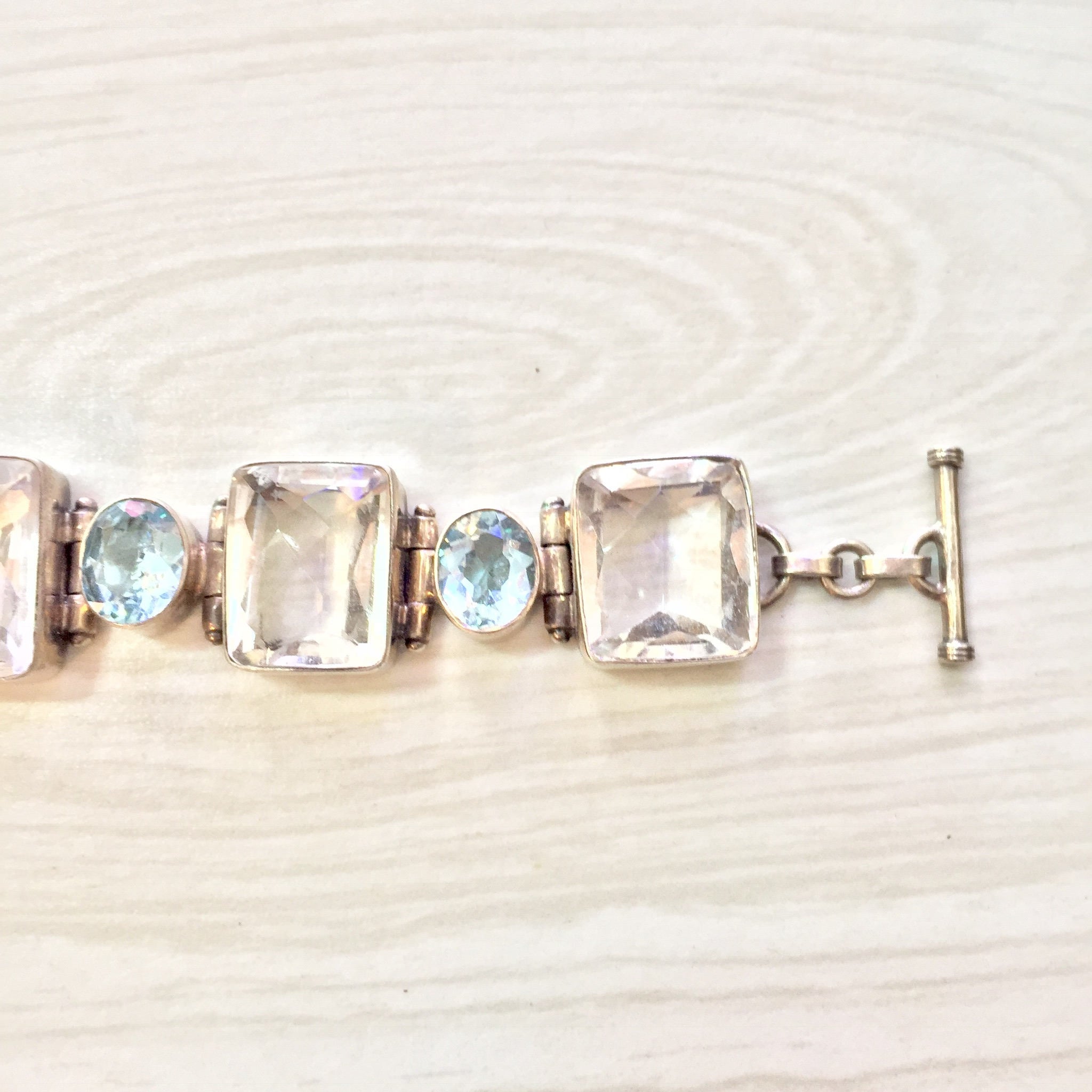Vintage Sterling Silver Bracelet with Citrine and Aquamarine Stones | Aquamarine Jewelry | Vintage Bracelet | Holiday Gift Idea |