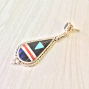 Southwest Sterling Silver Earrings | Inlaid Natural Stones | Dangle Earrings | Multi Stone Earrings | Genuine Stones | Southwestern Style