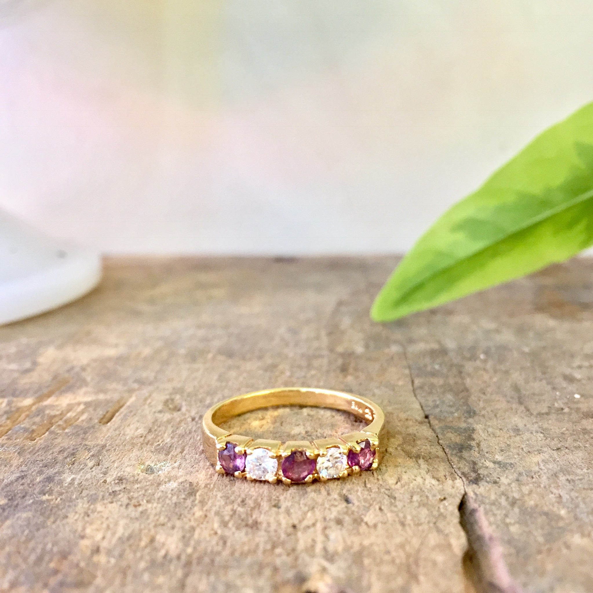 Gold Diamond Ring | Amethyst and Gold | Vintage Diamond and Stone | 14k Gold Ring | 14K Amethyst Ring | Vintage Jewlery | gold ring