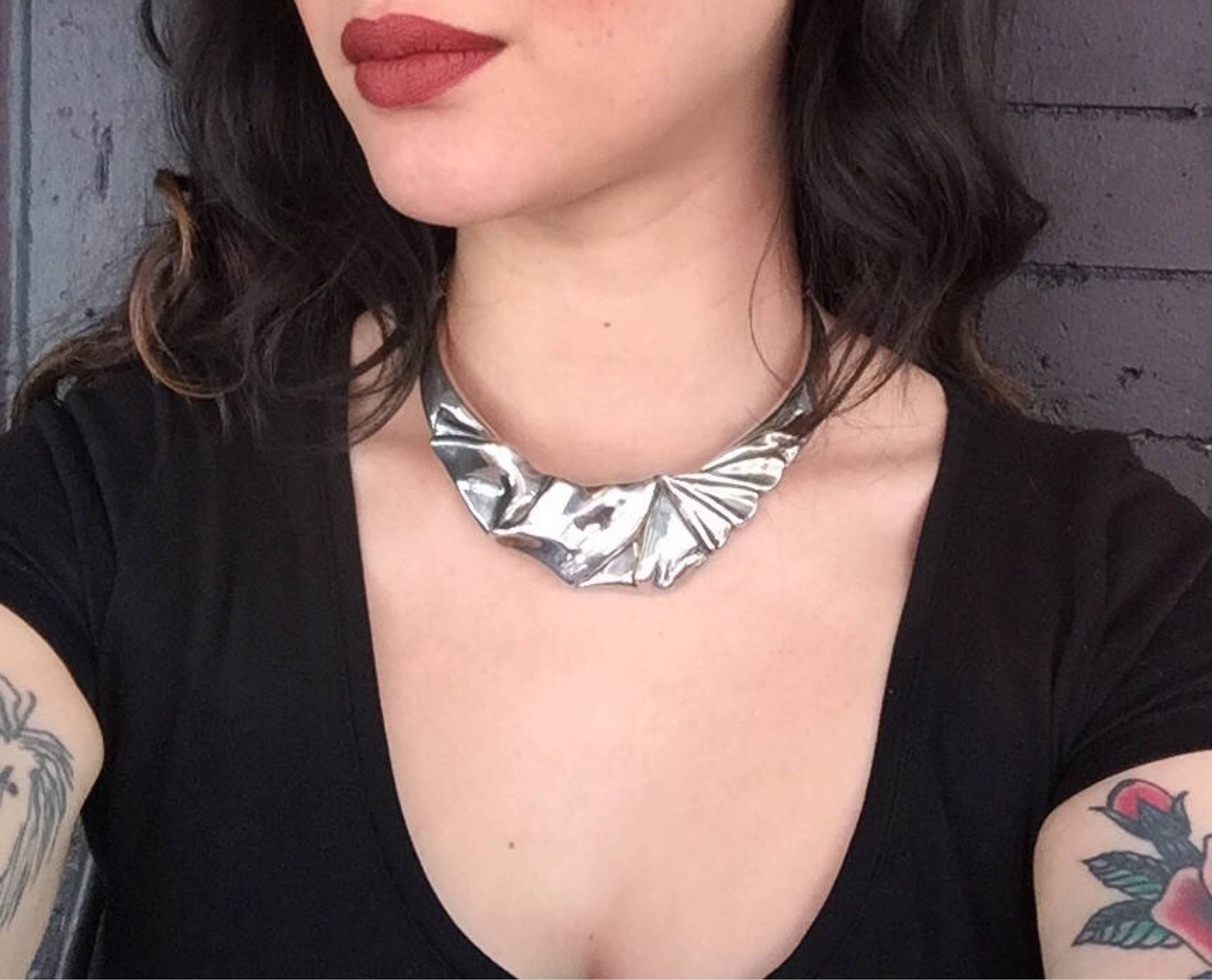 Sterling Silver Choker | Silver Collar Necklace | Vintage Jewelry | Bohemian Jewelry | Boho Style | Gift for Her | Abstract Jewelry |
